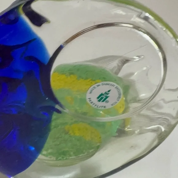 3 PartyLite Riviera Art Glass Angel Fish Tealight Candle Holder Orange Blue - Picture 9 of 13